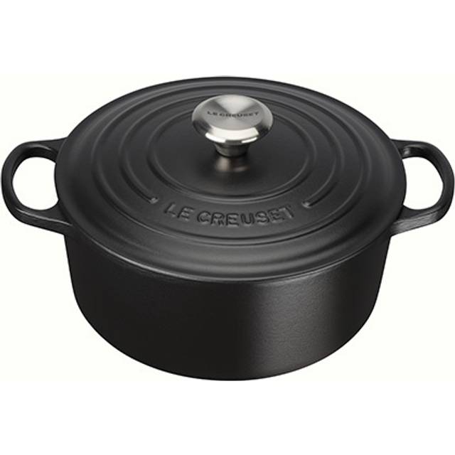 Le Creuset Signature Cast Iron Round Casserole Dish in Satin Black 24cm