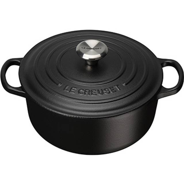 Le Creuset Signature Cast Iron Round Casserole, 20cm, Satin Black