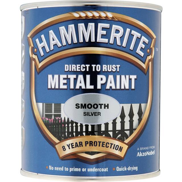 Hammerite Direct to Rust Smooth Silver Metal Paint - 5LTR