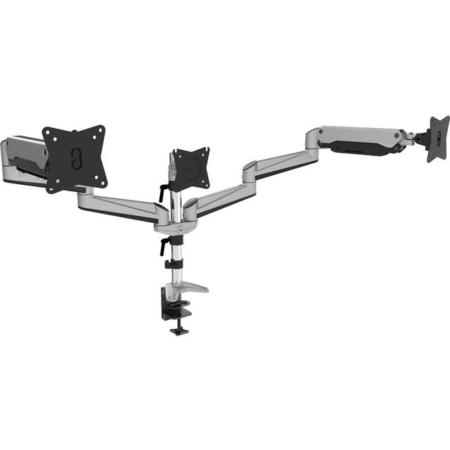 Triple Monitor Gas Spring Mount, 15-27', silver max load 6kg, max VESA 100x100
