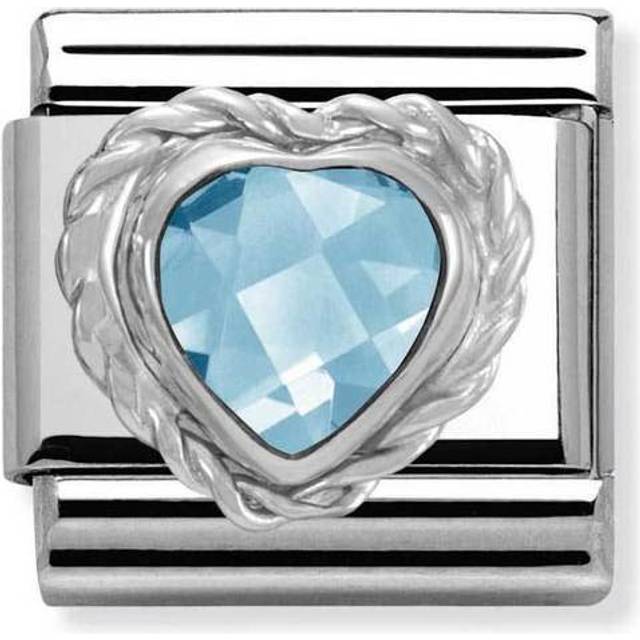Nomination Classic Silver CZ Facetted Light Blue Heart Love &amp; Hear