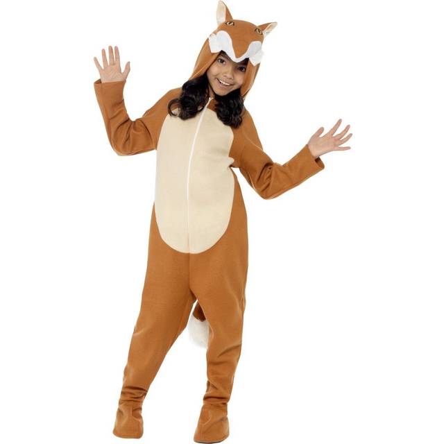 Smiffy's Children's Unisex All In One Fox Costume, Jumpsuit With Tail And Ears, -  costume fox fancy dress childrens boys smiffys jumpsuit girls