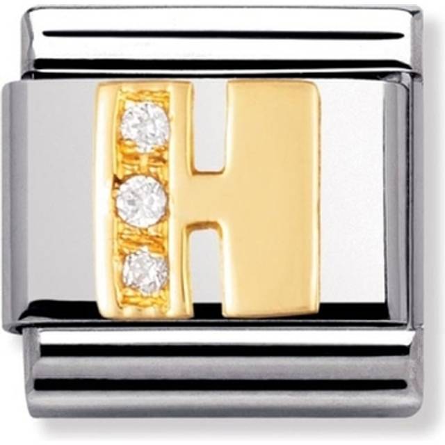 Composable Classic Letters Gold Cubic Zirconia H Link 030301/08