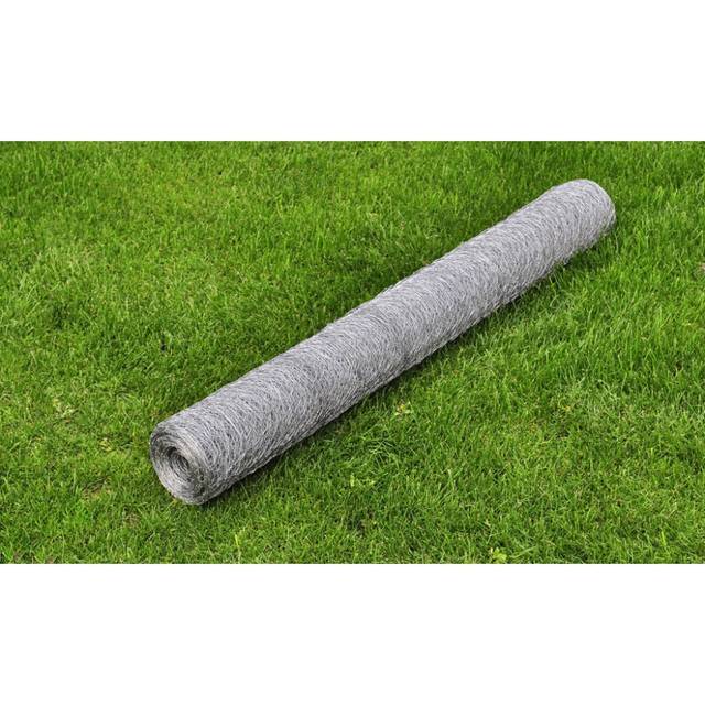 vidaXL Chicken Wire Fence with PVC Coating 25x1 m Green