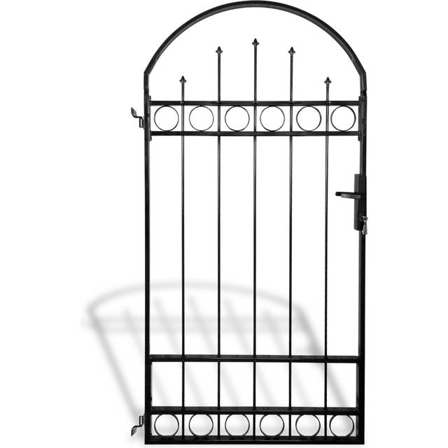 vidaXL Fence Gate with Arched Top Steel 89x200 cm Black