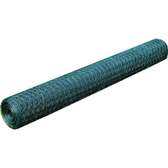 vidaXL Mesh Fence Steel Hexagon 1x25 m Dark Green