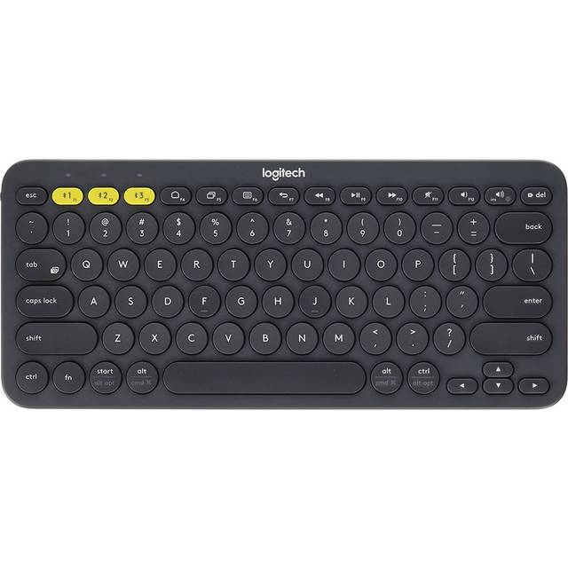 Logitech K380 – trådlöst Bluetooth-tangentbord för flera enheter med Easy-Switch för upp till 3 enheter, tunt, PC, Windows, Mac, Chrome OS, Android, iPad OS, Apple TV, Layout Pan Nordic QWERTY, Grfit