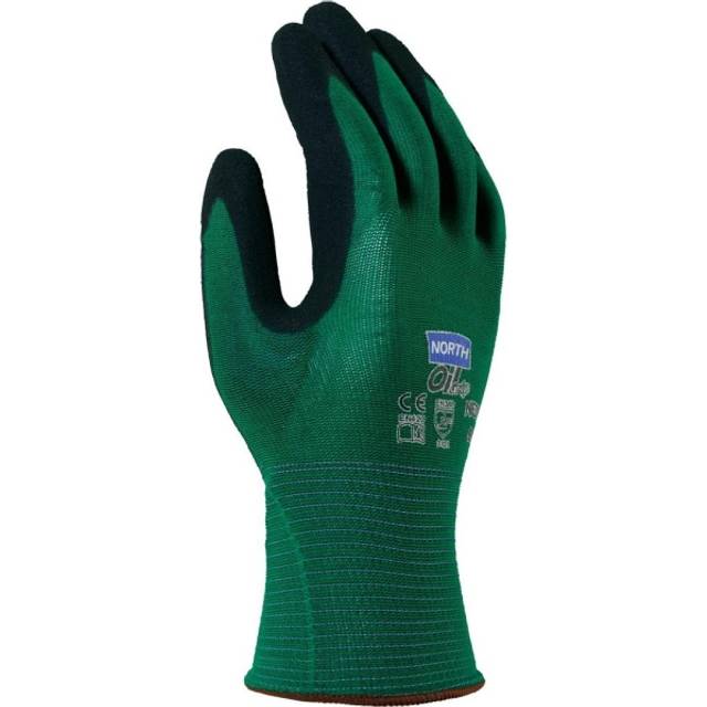 Honeywell NF35 Northflex Oil Grip Palm-side Coated Green/Black Gloves - Size 11 - black | green