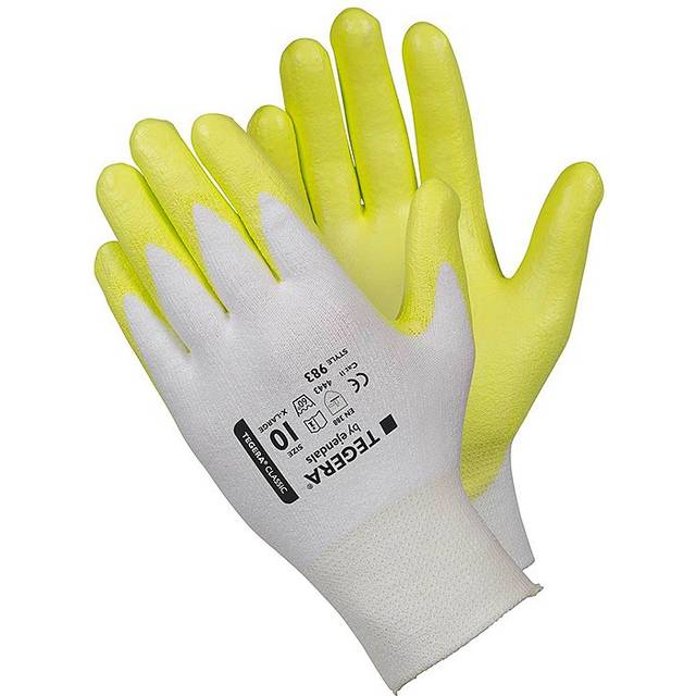 Ejendals Cut Resistant Gloves, PU Coated, White/Yellow, Size 7- you get 12