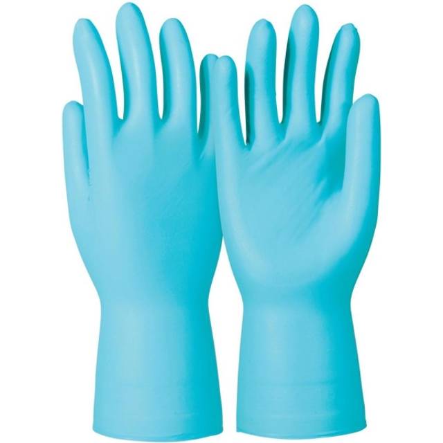 Honeywell KCL Dermatril® P 743 engångshandskar för höger- och vänsterhänta, nitril, vattentät, lämplig för livsmedels-/kemisk industri, blå, storlek 8, 074308082C (BOX med 50 stycken)