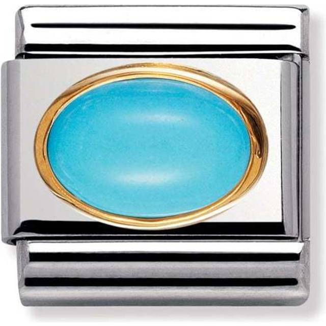 Nomination Classic Oval Hard Stones Charm - 18k Gold with Turquoise - Silver,Gold,Blue