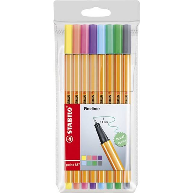 Single STABILO Point 88 Pastel Fineliners 8 Pack in Assorted styles - Multi