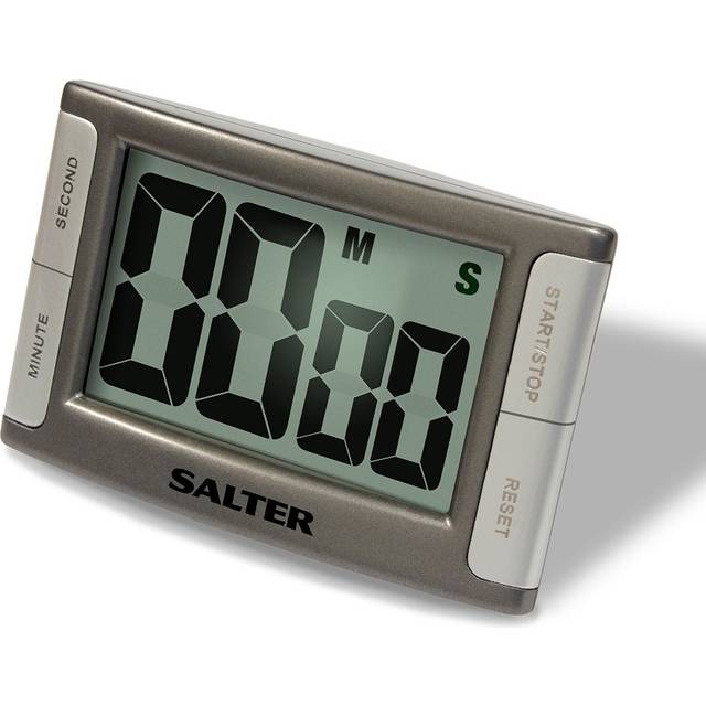 Salter kitchen timer large display contour digital cooks battery powered silver