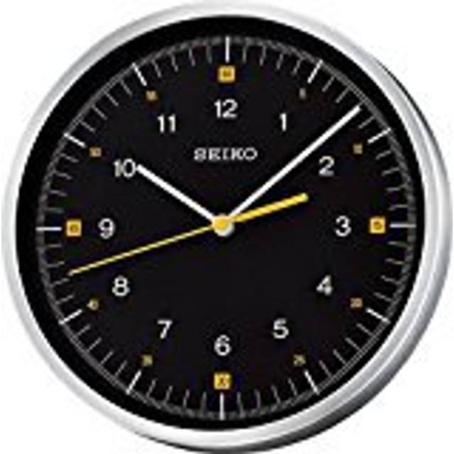 Seiko Modern Wall Clock - Aluminium Case & Black Dial - 25cm Diameter | Qxa566j