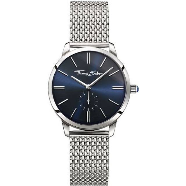 THOMAS SABO Ladies Glam and Soul Stainless Steel Mesh Bracelet Watch WA0301-201-209-33MM - Blue