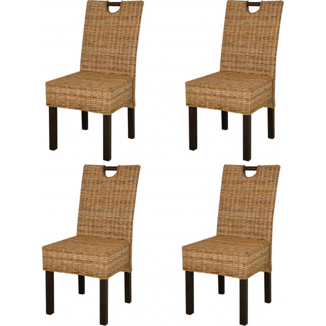 vidaXL Dining Chair 4 pcs Kubu Rattan Mango Wood - Brown