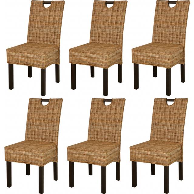 vidaXL Dining Chair 6 pcs Kubu Rattan Mango Wood - Brown