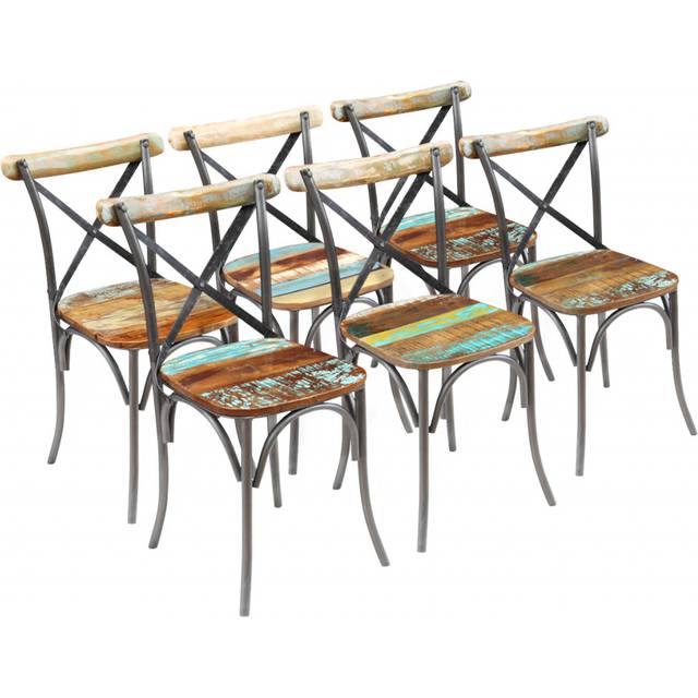 vidaXL Dining Chairs 6 pcs Solid Reclaimed Wood - Multicolour