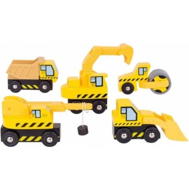 Bigjigs Toys Bigjigs Rail Wooden Construction Site Vehicle Pack, Yellow