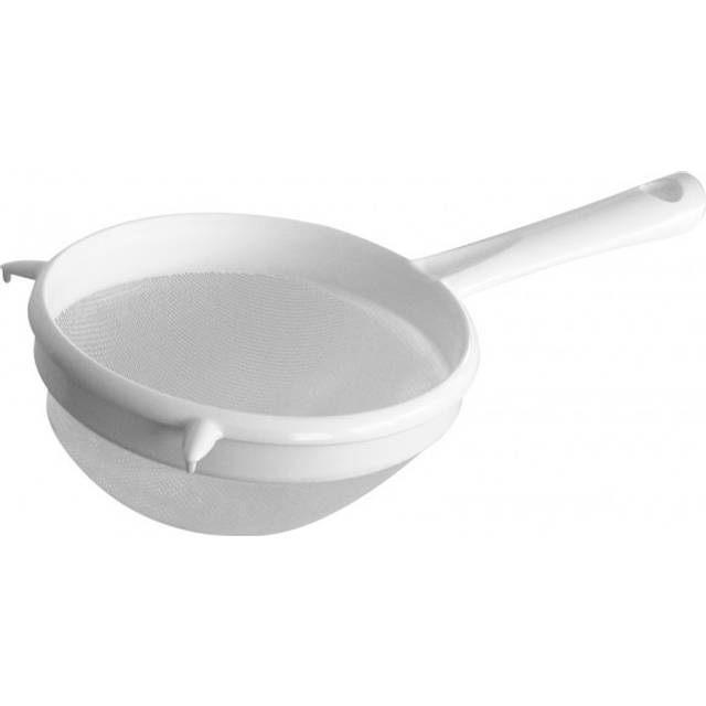 Fackelmann sieve 15cm⌀, strainer, medium, fine mesh, plastic, 15x9.5x27cm, white