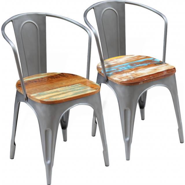 vidaXL 2x Dining Chairs Solid Reclaimed Wood Wooden Kitchen Dining Chair Set