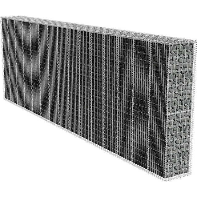 vidaXL Gabion Wall with Cover Galvanised Steel 600x50x200 cm - Silver