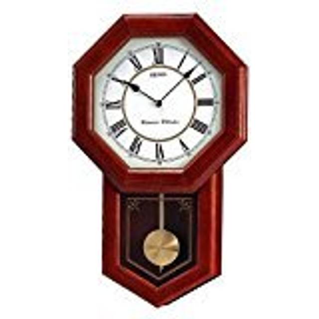Oak Wooden Wall Battery Chiming Clock with Pendulum QXH110B