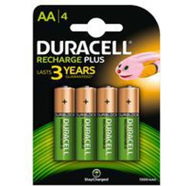 Duracell Batteri AA uppladdningsbara batterier, 4 stycken, långvarig kraft, 2 000 laddningar, förladdad