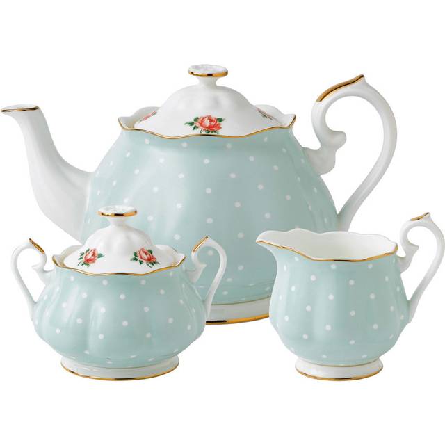 Royal Albert, Polka Rose - Teapot, Sugar & Cream - Green (1,250ml)