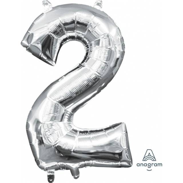 balloon numeral 2 foil 40 cm silver