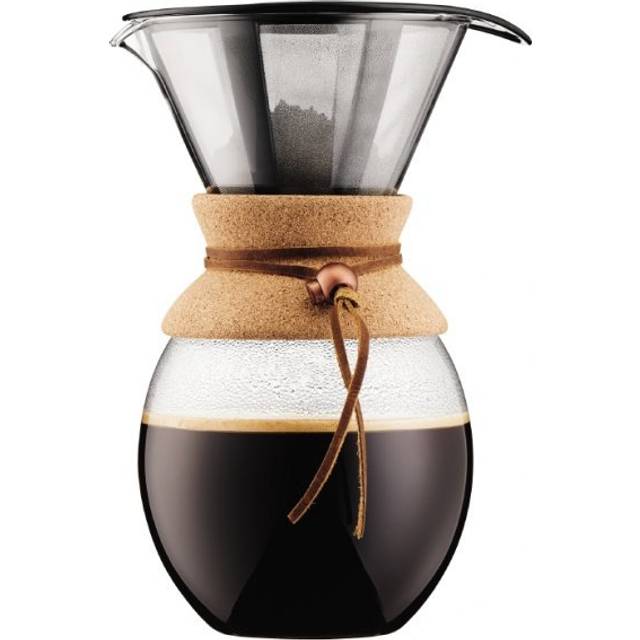 BODUM 11593-109 Häll över kaffebryggare med permanent s/s-filter, 12 kopp, 1,5 l, 1,445 g, kork, glas, 1,5 liter