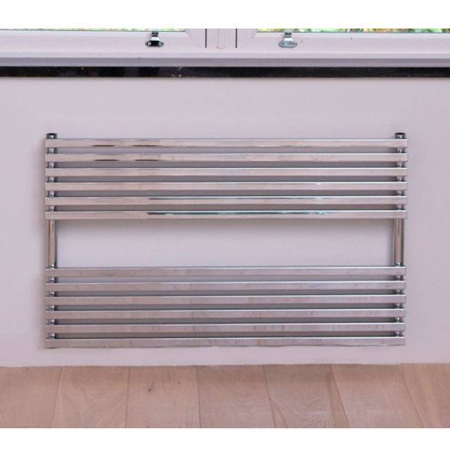 Towelrads Oxfordshire Horizontal Towel Rail Radiator - Chrome 600x1000, Silver