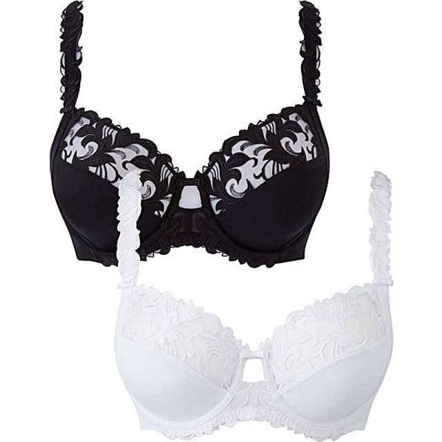 2 Pack Flora Full Cup Black/White Bras - 38B