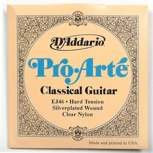 D'Addario Pro-Arte Hard Tension Nylon Classical Bass Guitar 6-Strings Set with Silver-Plated Wound