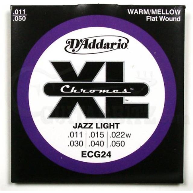 D'Addario Chromes Flat Wound Electric Guitar Strings, Jazz Light (ECG24)