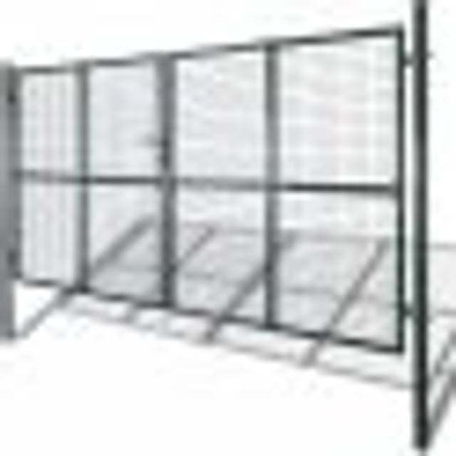 vidaXL Double Door Fence Gate Powder-Coated Steel - Green