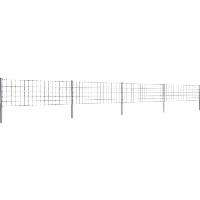 vidaXL Step-In Fence 50 m with Post Galvanised Wire Fence 80/6/15 Garden Mesh