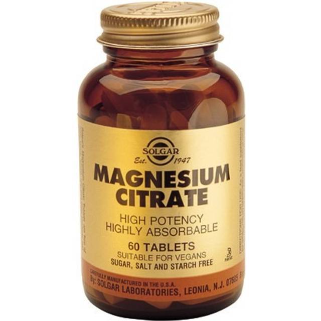 Solgar magnesium citrate high potency & absorbable for nervous system | 120 tabs