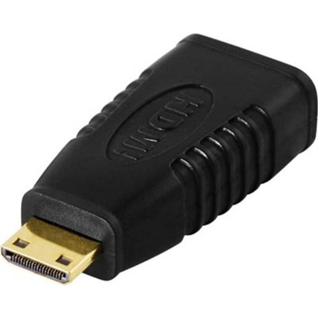 DELTACO HDMI-adapter, mini HDMI ha till HDMI ho, 19-pin, guldpläterad (HDMI-18)