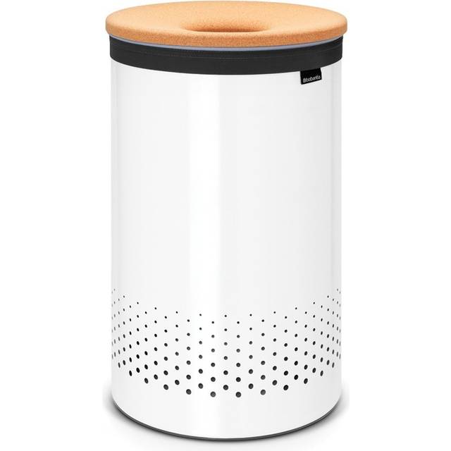 Brabantia White Laundry Bin with Cork Lid - 60L