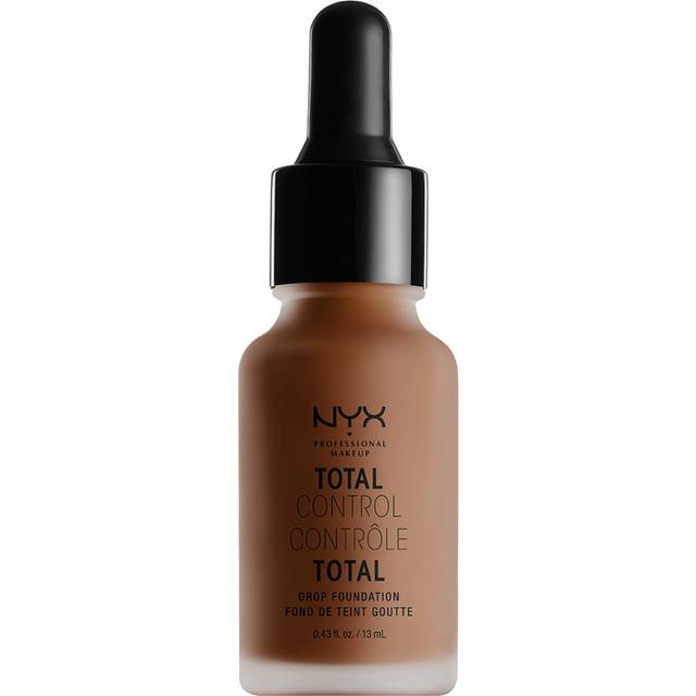 NYX Professional Makeup Total Control Drop Foundation, exakt dosering, byggbar opacitet, långvarig, vegansk formel, matt finish, färgton: Cocoa
