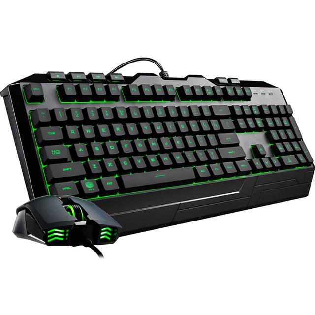 Cooler Master Devastator 3 Gaming Keyboard & Mouse Combo - Membrane Switches with 7 Colour LED Backlighting, Dedicated Media Keys & Wrist Rest - MM110 Gaming Mouse - QWERTY UK Layout