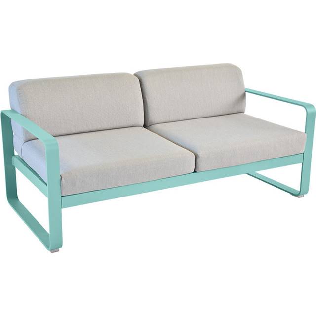 Fermob - Bellevie Outdoor Sofa 2 Seater - baumwollweiß/texturiert/Kissenstoff Sunbrella® grauweiß/BxHxT 160x71x75cm - cotton white (75.0 x 160.0 x 71.0cm)