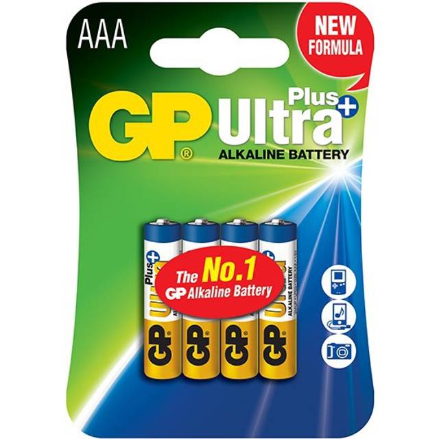 GP Batteries Ultra Alkaline AAA Batteries (4 Pack), Multi Coloured