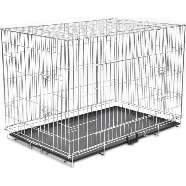 vidaXL Foldable Dog Bench XXL Metal Pet Transport Travel Carrier Crate Cage