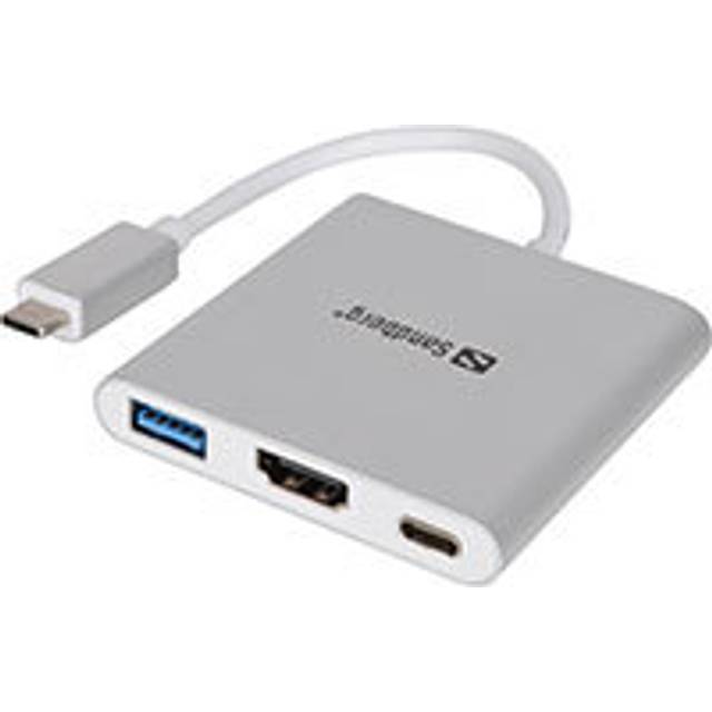 Sandberg Dock, USB-C Mini + HDMI + USB, hvid