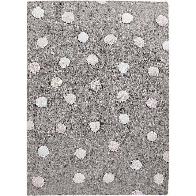 Lorena Canals - Washable Rug Polka Dots - Barnens matta - Grey / Pink - W120 x L160 cm