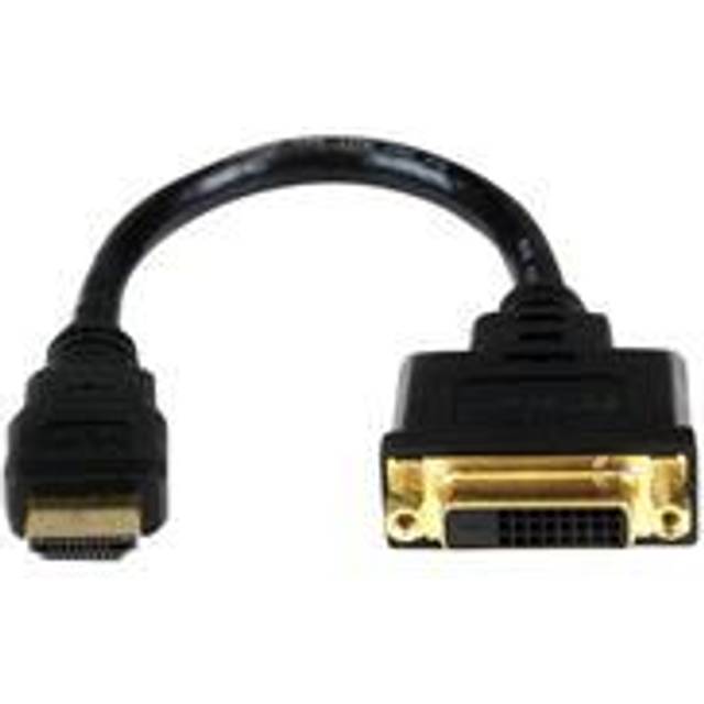StarTech.com HDMI till DVI-adapter – mobil omvandlare med HDMI-kontakt och DVI-uttag – 1080p DVI-D bildupplösning – anslutningskabel i dongle-format med 20 cm lång kabel (HDDVIMF8IN)