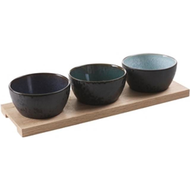 Set of 3 Small Bitz Tapas Bowl on Wooden Base, 10cm