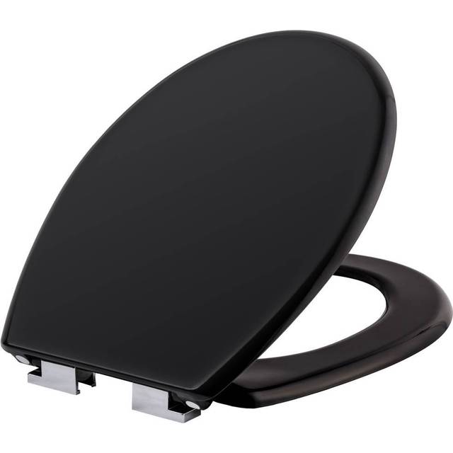 (black) Soft Close Toilet Seat Bathroom Oval Shape WC Heavy Duty Seats Anti Slam Durable